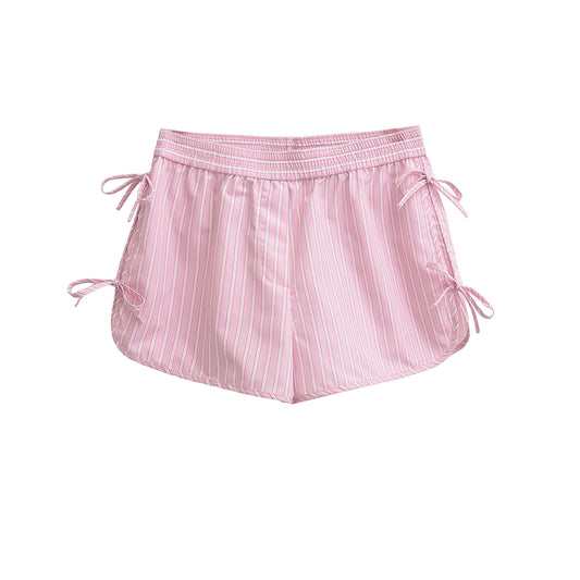 Nola | Striped Shorts Pink Tie Side High Waisted