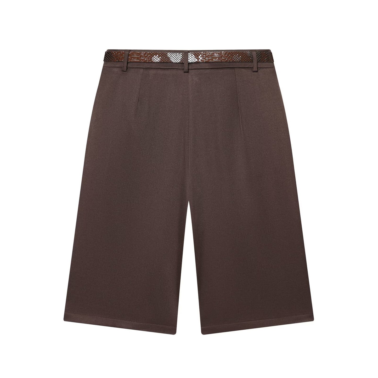 Viola | Smart Casual Tailored Bermuda Shorts Brown High Waisted Pleated