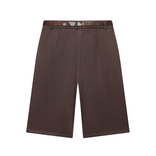 Margot | Smart Casual Pleated Bermuda Shorts Brown High Waisted