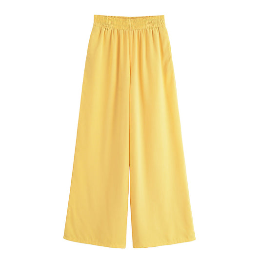 Noa | Casual Wide Leg Trousers Pink High Waisted