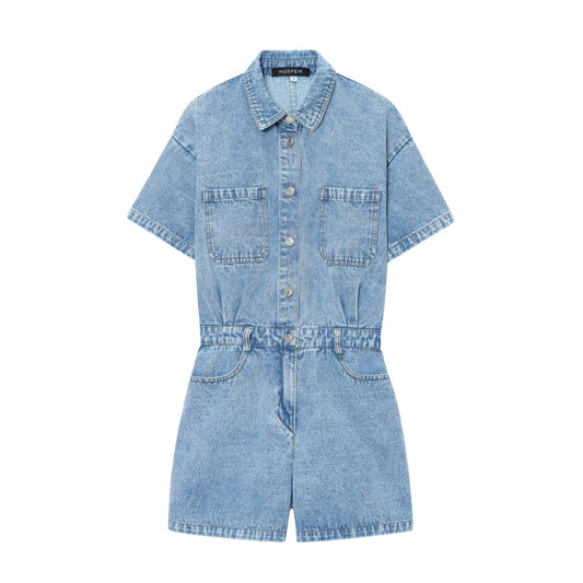 Haze | Casual Denim Shirt Romper Dark Blue Short Sleeve