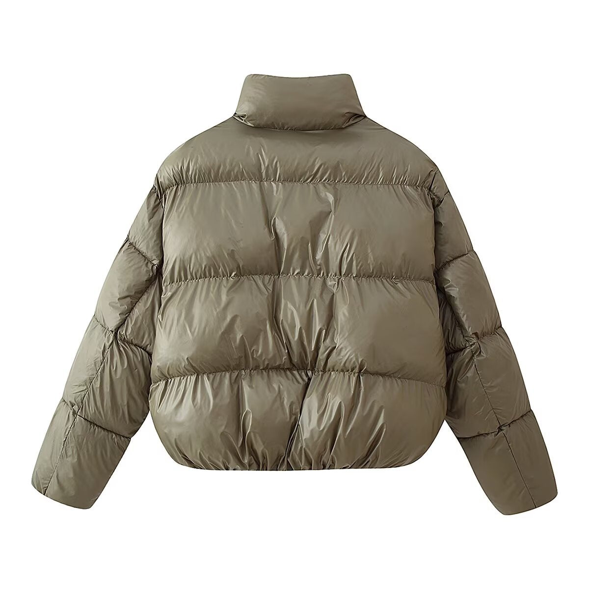 Briar | Cropped Puffer Jacket Khaki Quilted Padded Short Oversized