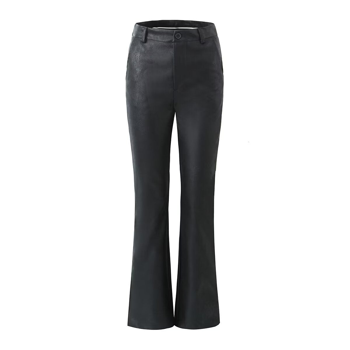 Vera | Faux Leather Flared Pants Black High Waisted