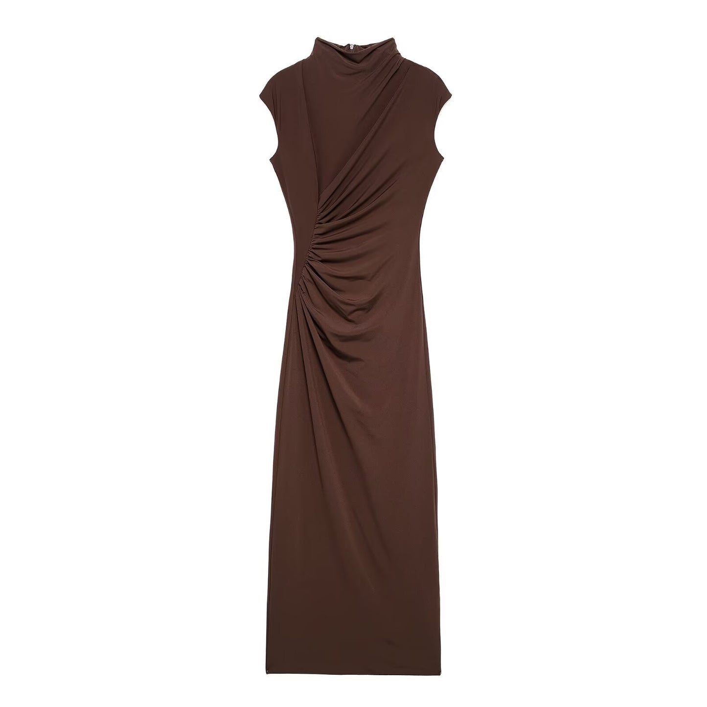 Cara | Elegant Ruched Maxi Dress Brown