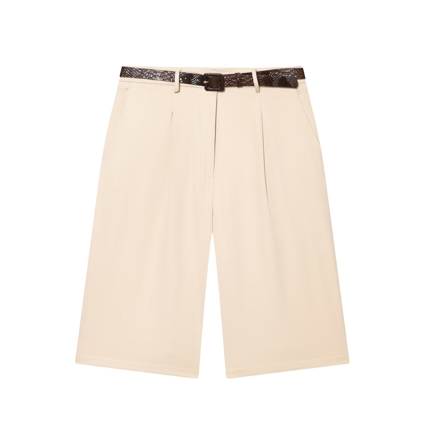 Viola | Smart Casual Tailored Bermuda Shorts Brown High Waisted Pleated