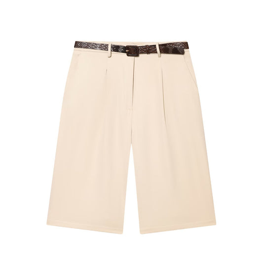 Margot | Smart Casual Pleated Bermuda Shorts Brown High Waisted