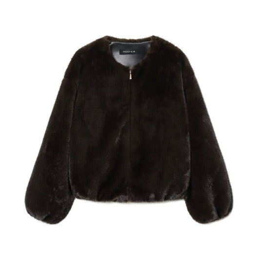 Mia | Casual Faux Fur Bomber Jacket Brown