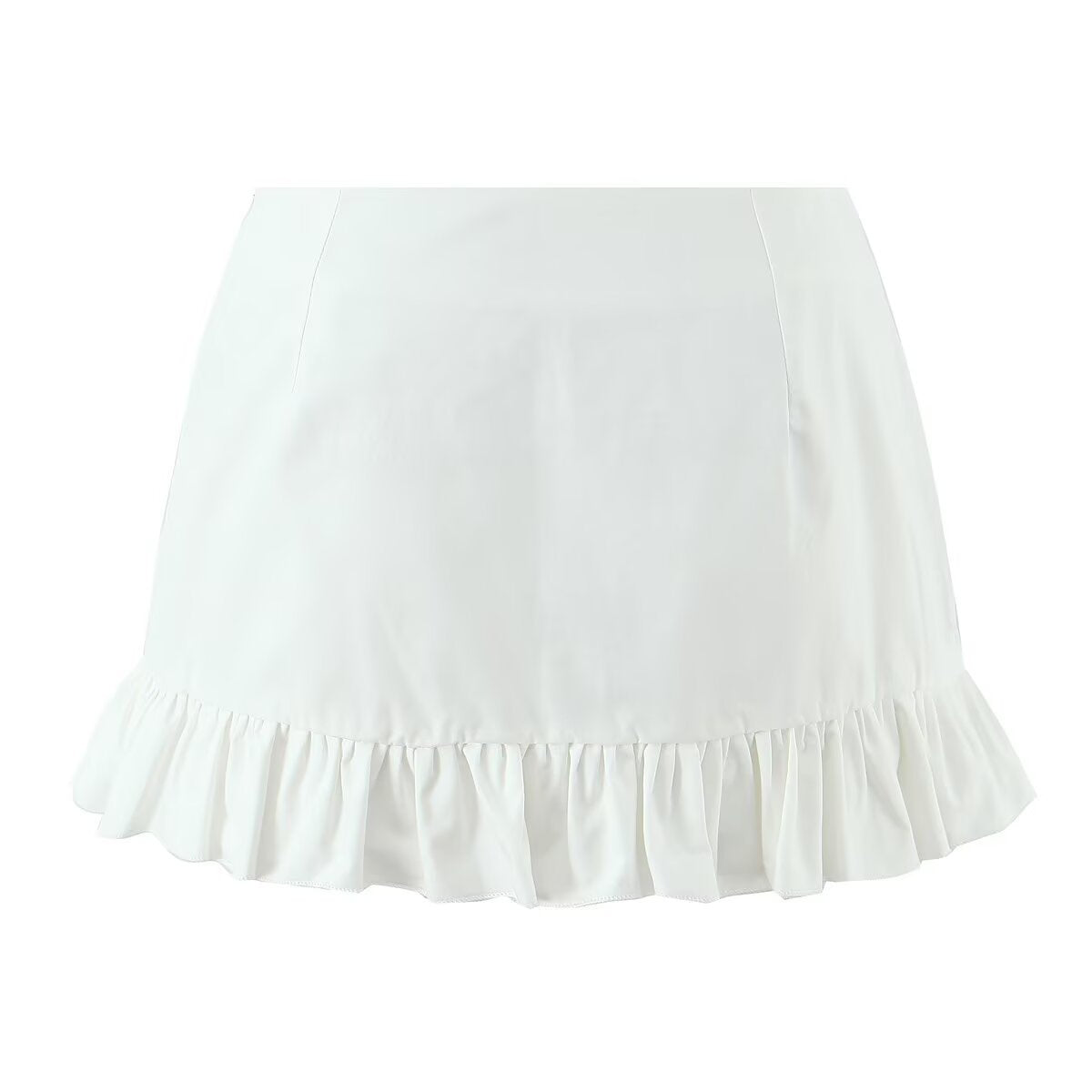 Iris | Mini Skirt White Ruffle Hem A Line