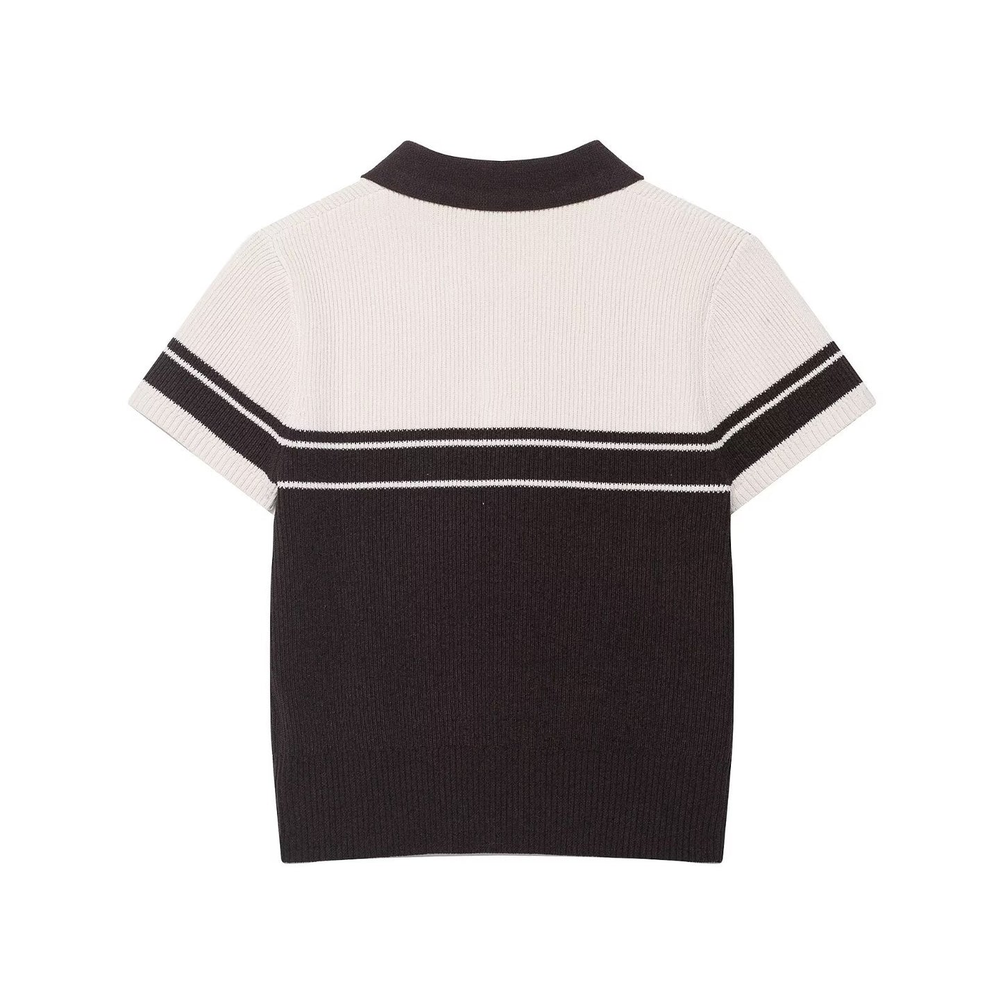 Willow | Ribbed Knit Colour Block Polo Top