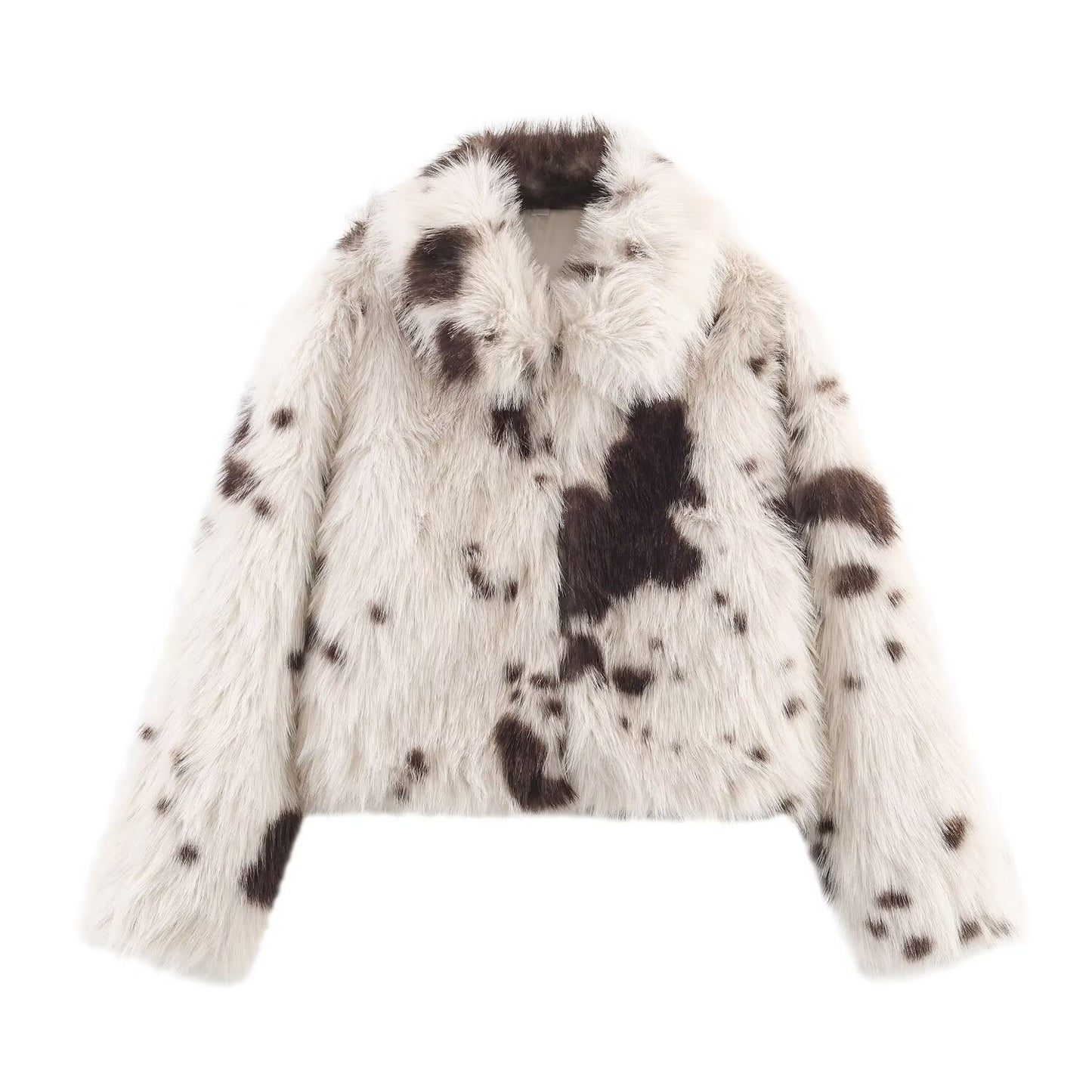 Fleur | Winter Printed Faux Fur Jacket Cream