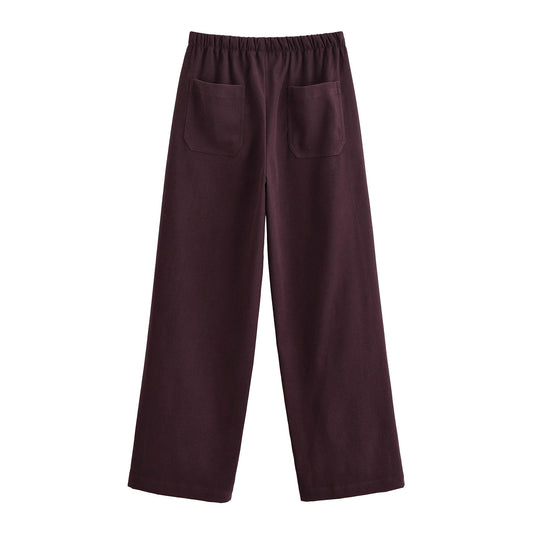 Thea | Wide Leg Sweatpants Brown Drawstring Relaxed