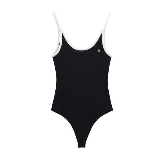 Faye | Casual Tank Top Black White Trim Cami