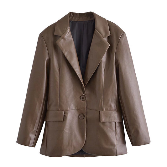 Wren | Autumn Faux Leather Blazer