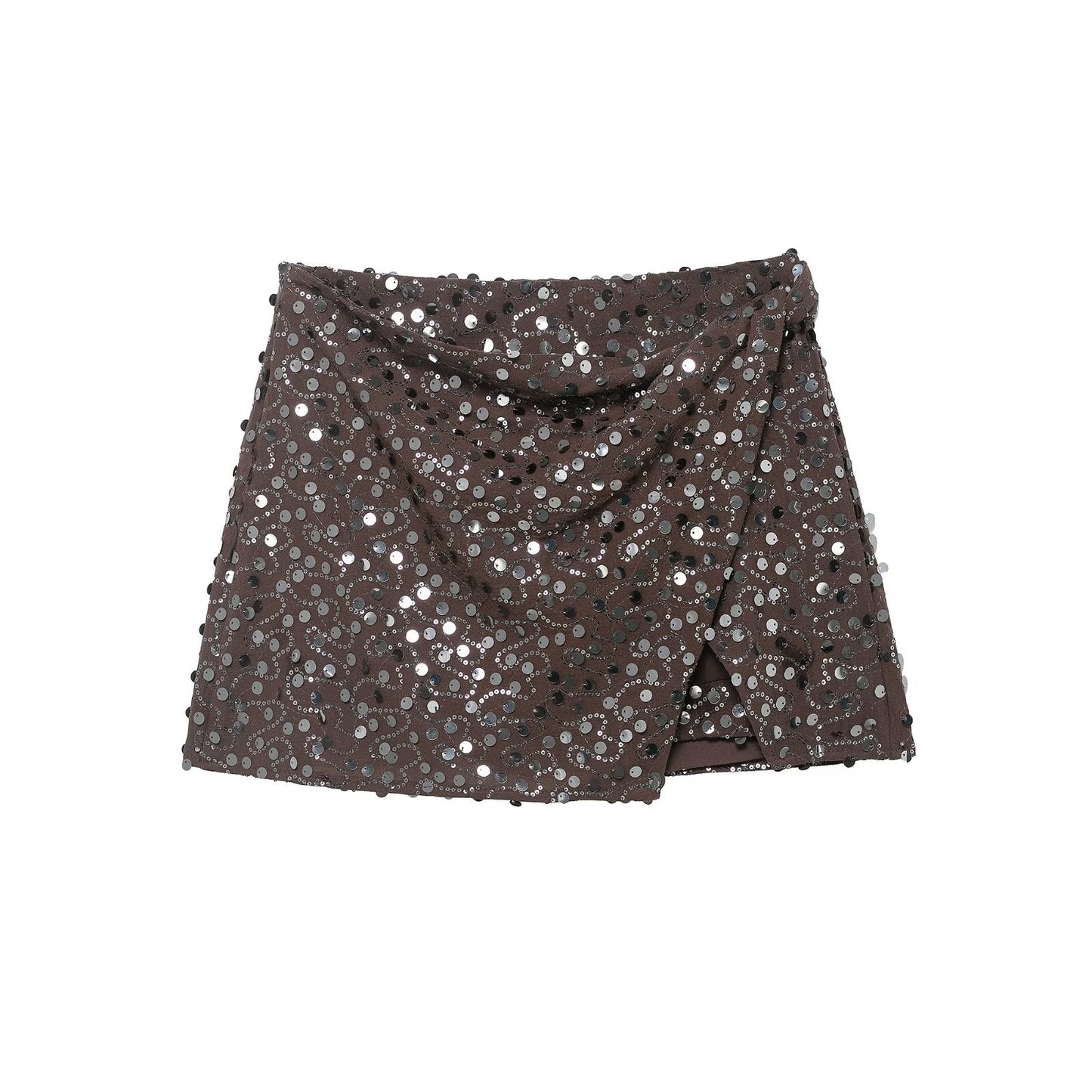 Sable | Sequin Mini Skirt Black Wrap