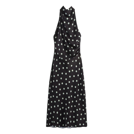 Greta | Black Maxi Dress Polka Dot