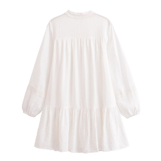 Effie | Casual Long Sleeve Mini Dress White