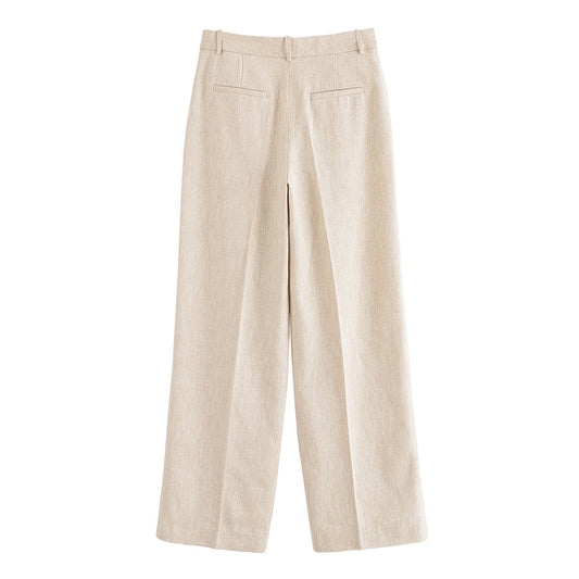 Orin | Linen Trousers Cream Wide Leg Tailored