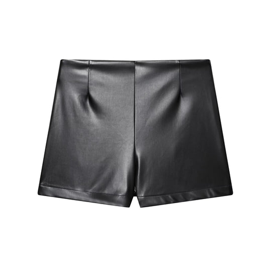 Sable | Leather Shorts Black High Waisted Tailored