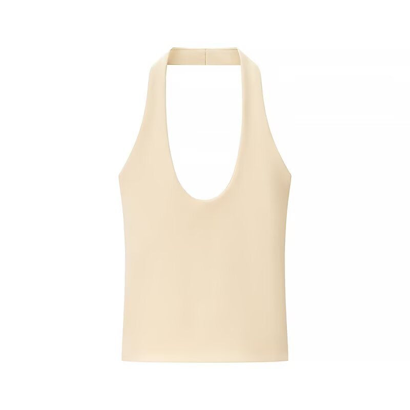 Rhea | Halter Neck Top White Fitted Sleeveless Bodycon