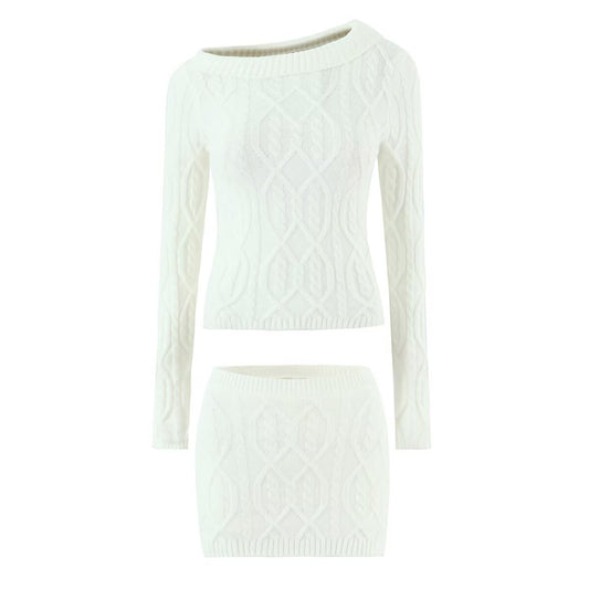 Sienna | White Knit One Shoulder Co-ord Set