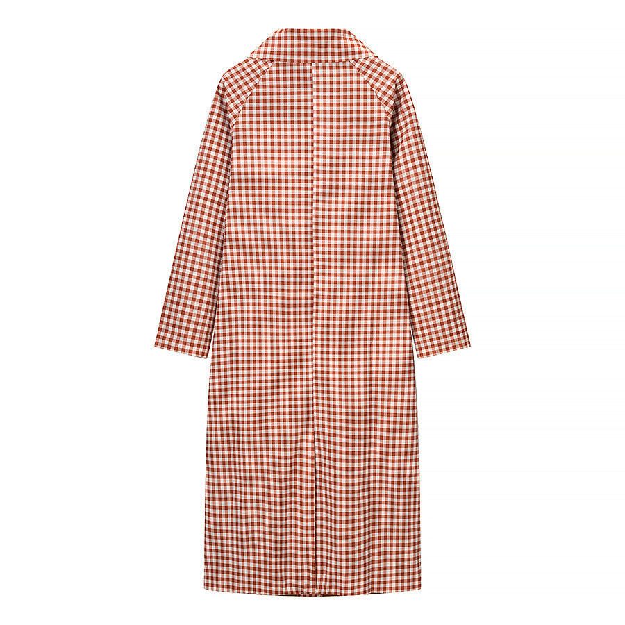 Zuri | Casual Checked Shirt Coat Brown White Long