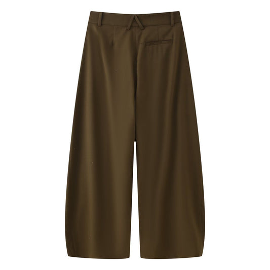 Romy | Casual Wide Leg Trousers Khaki Pleated