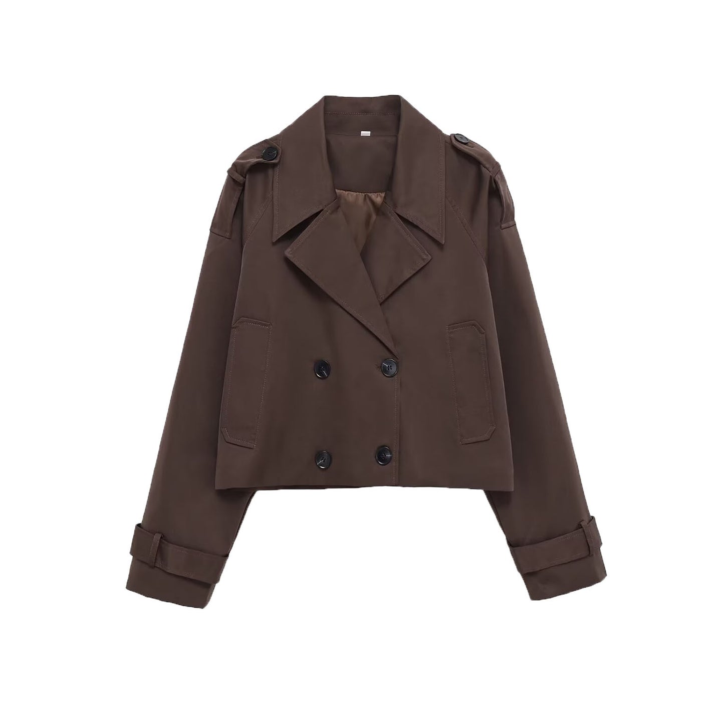 Opal | Elegant Cropped Double Breasted Blazer Brown