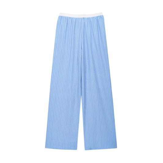 Sable | Casual Wide Leg Trousers Pink Ribbed High Waisted