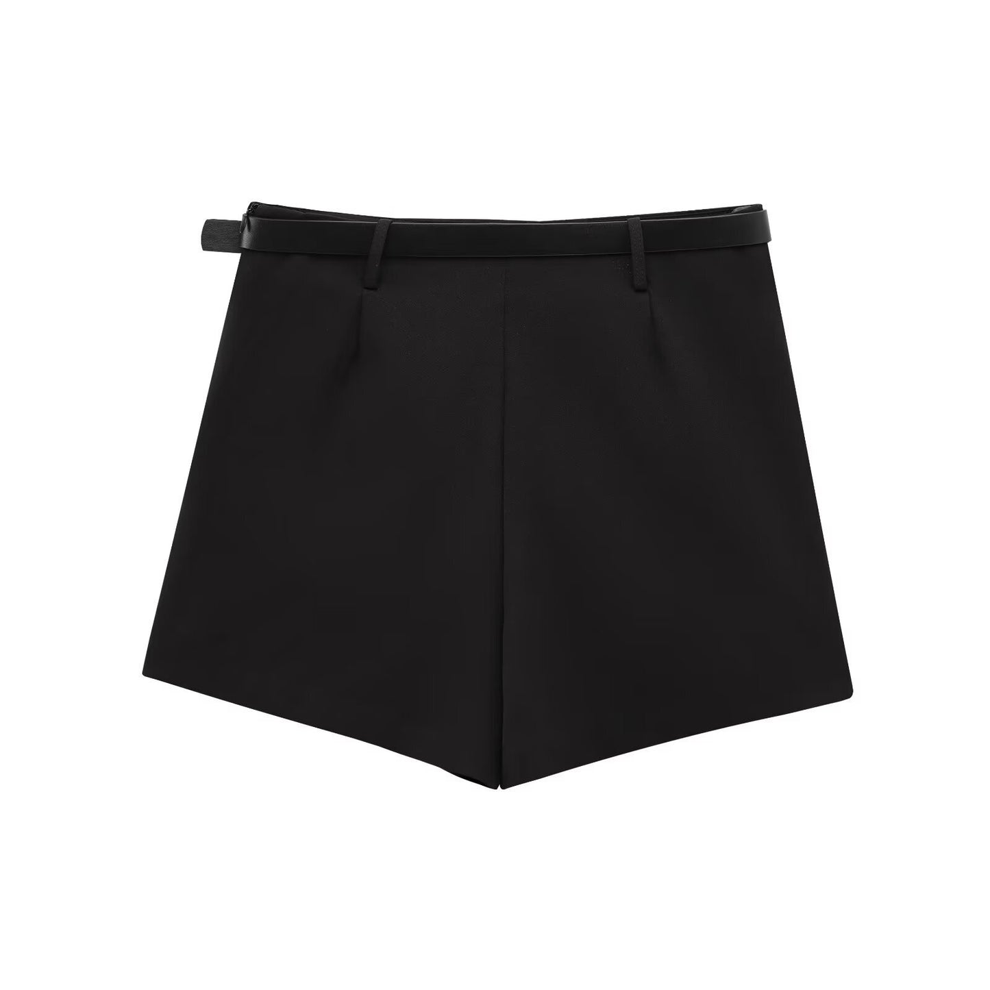 Nina | Tailored Shorts Black High Waisted Belted Mini
