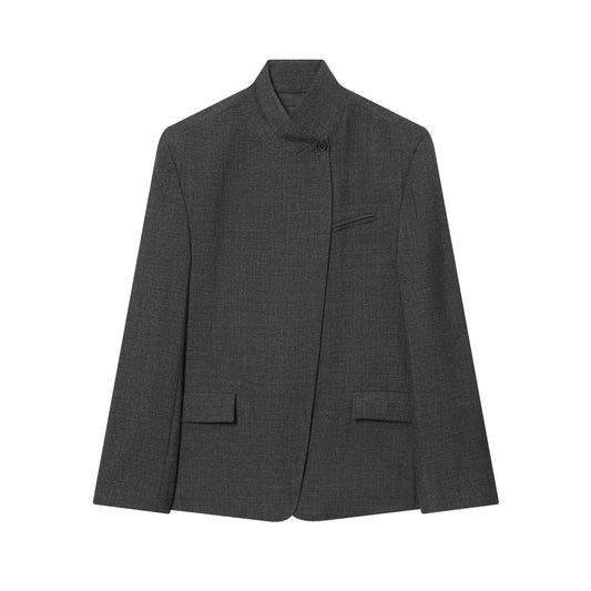 Margot | Smart Casual Fitted Blazer Dark Gray Chest Pocket