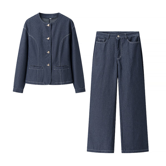 Saskia | Denim Jacket & Wide Leg Jeans Co-ord