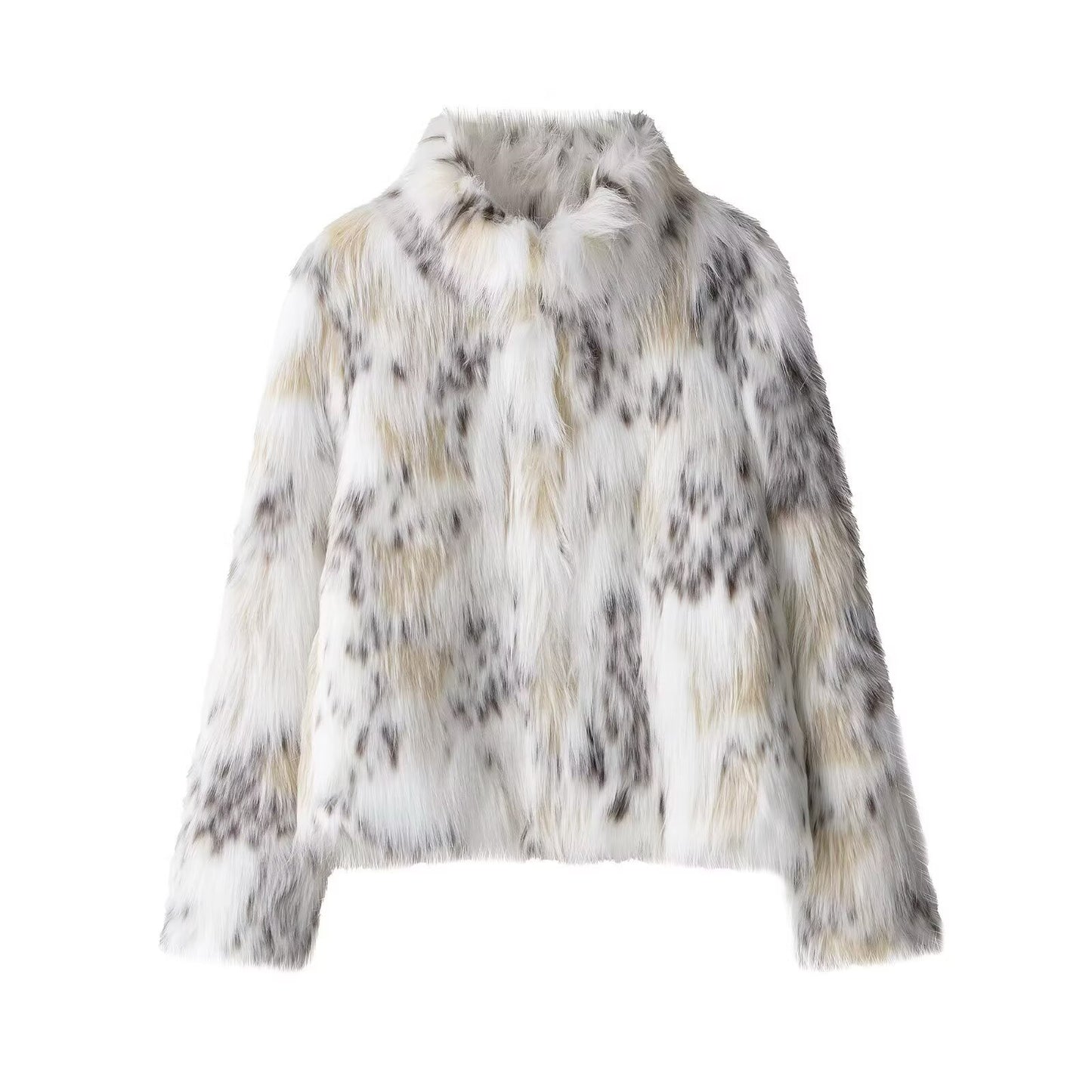 Vera | Faux Fur Jacket Cream Leopard Print Cropped