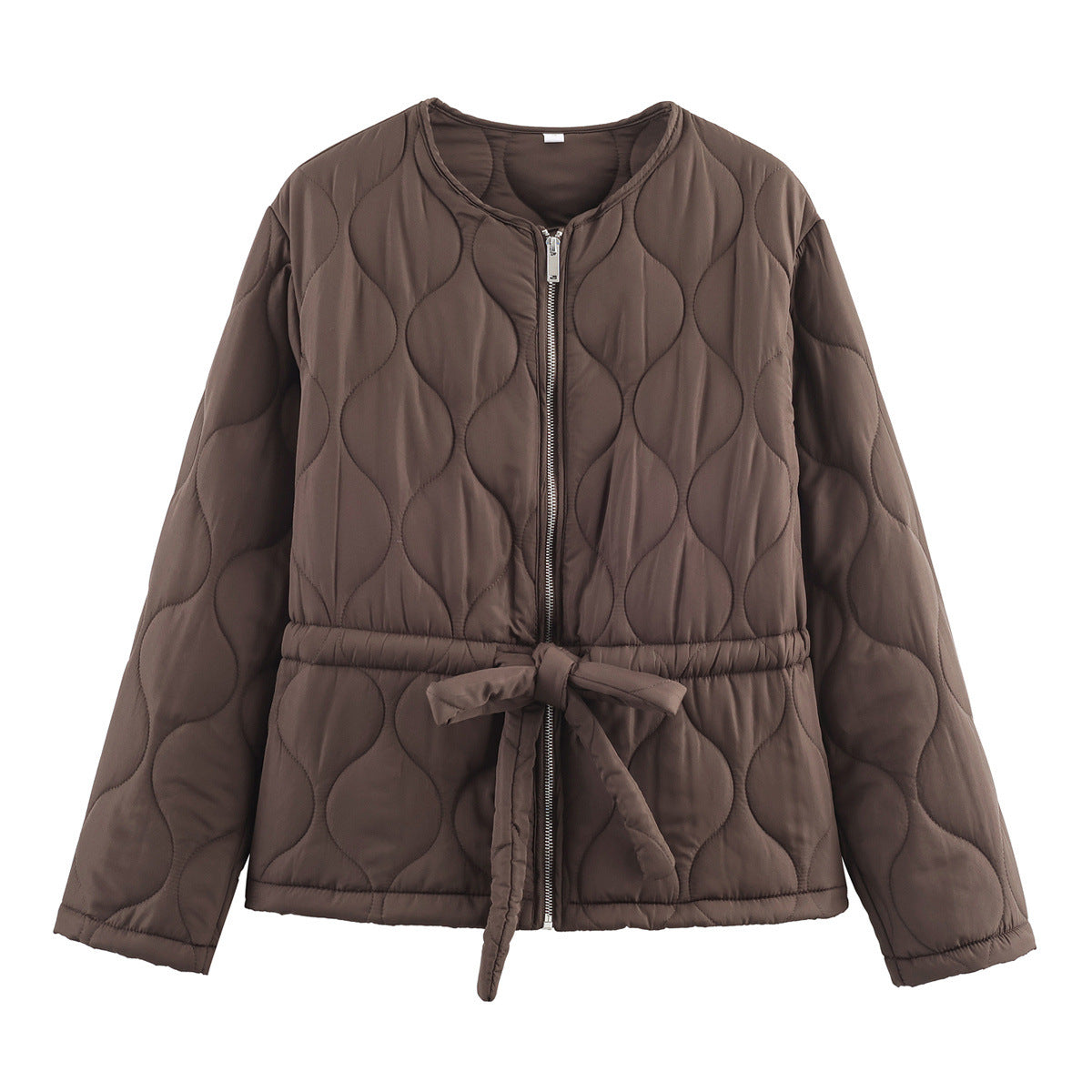 Thea | Autumn Quilted Jacket Brown Belted Zip Up Padded