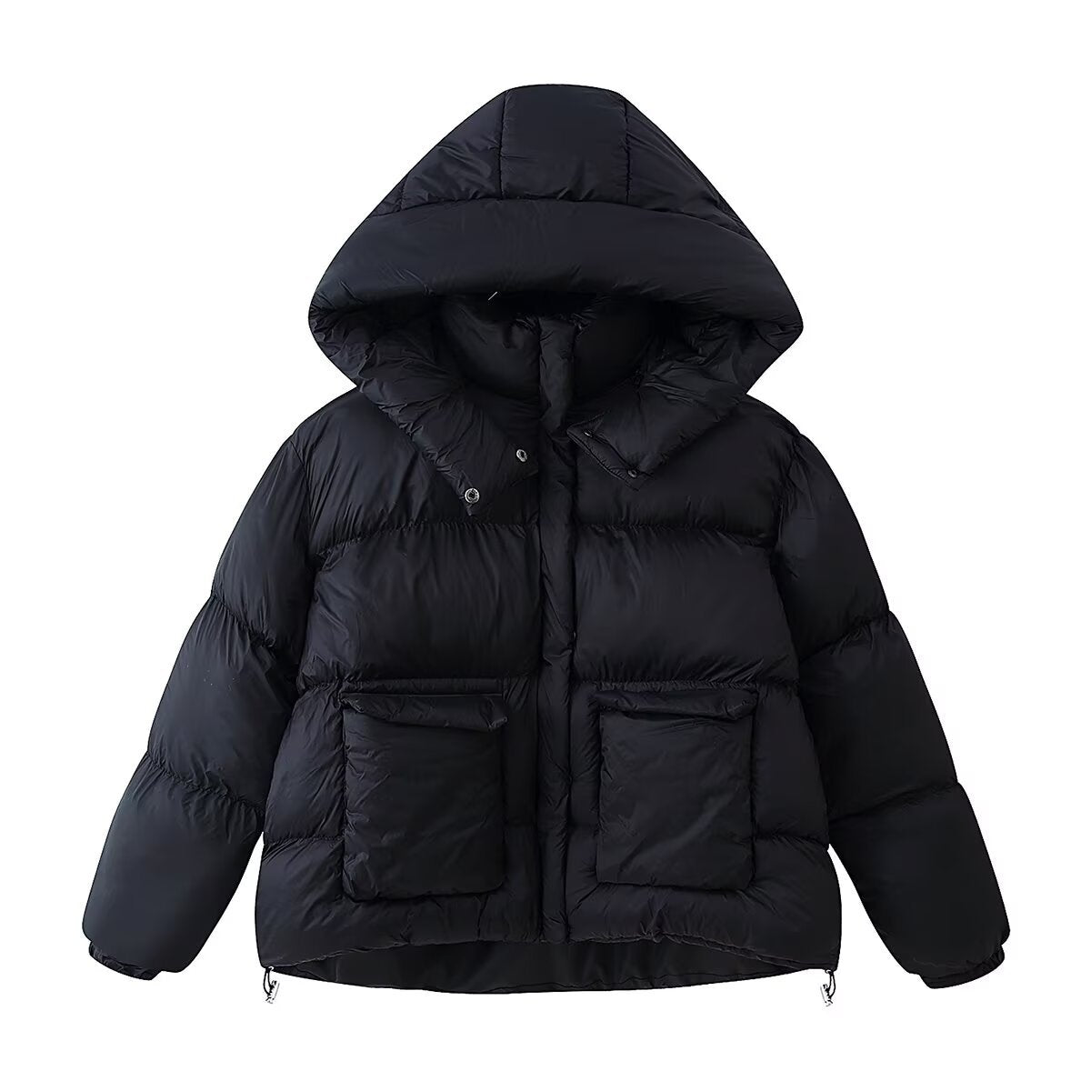 Gemma | Winter Puffer Jacket Black Hooded Oversized Padded Quilted