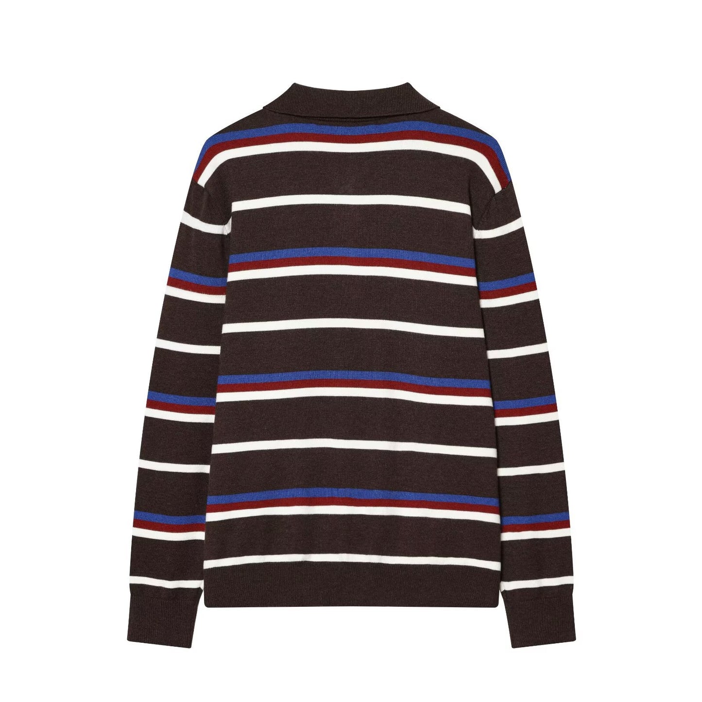 Margot | Striped Long Sleeve Polo Black White Blue Red