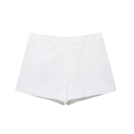 Vera | High Waisted White Shorts Tailored Bermuda
