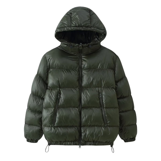 Willa | Winter Puffer Jacket Black Cropped Hooded Quilted Oversized