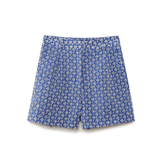 Cleo | Floral Mini Shorts Blue High Waisted