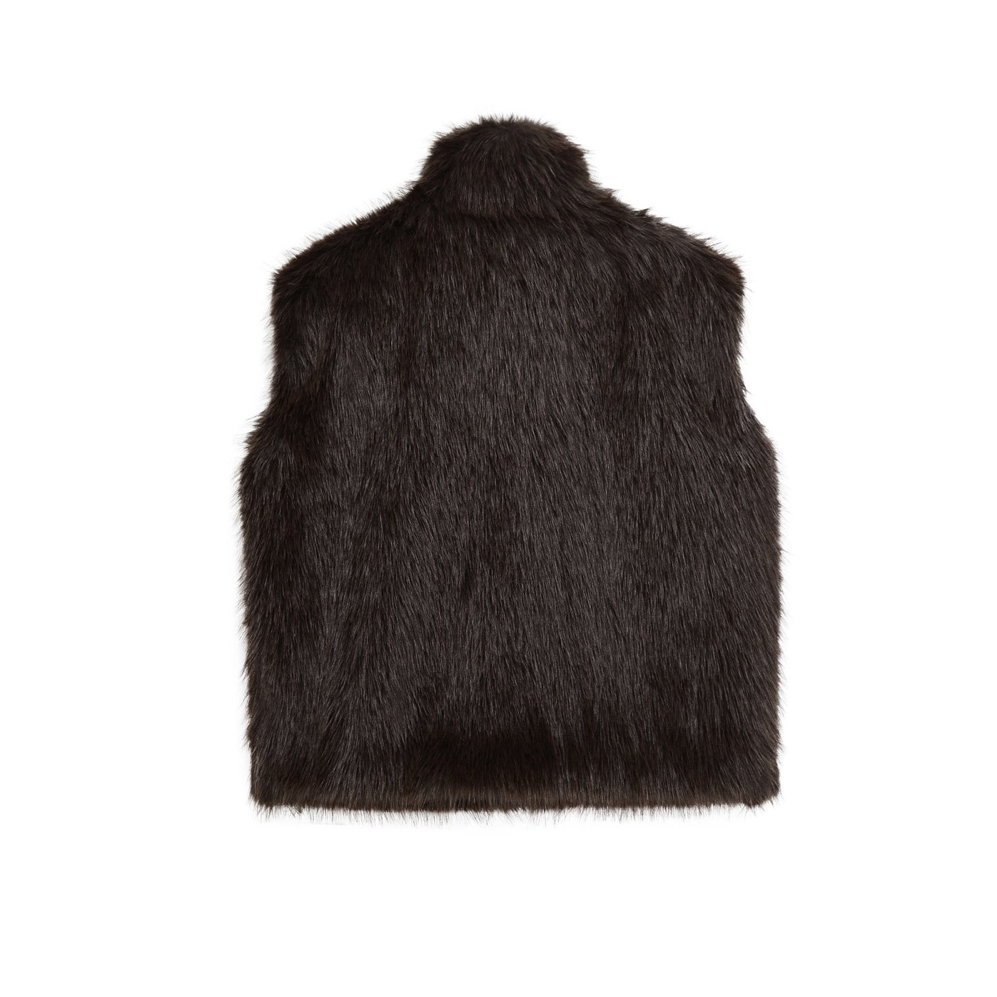 Cora | Casual Zip Up Faux Fur Jacket Dark Brown