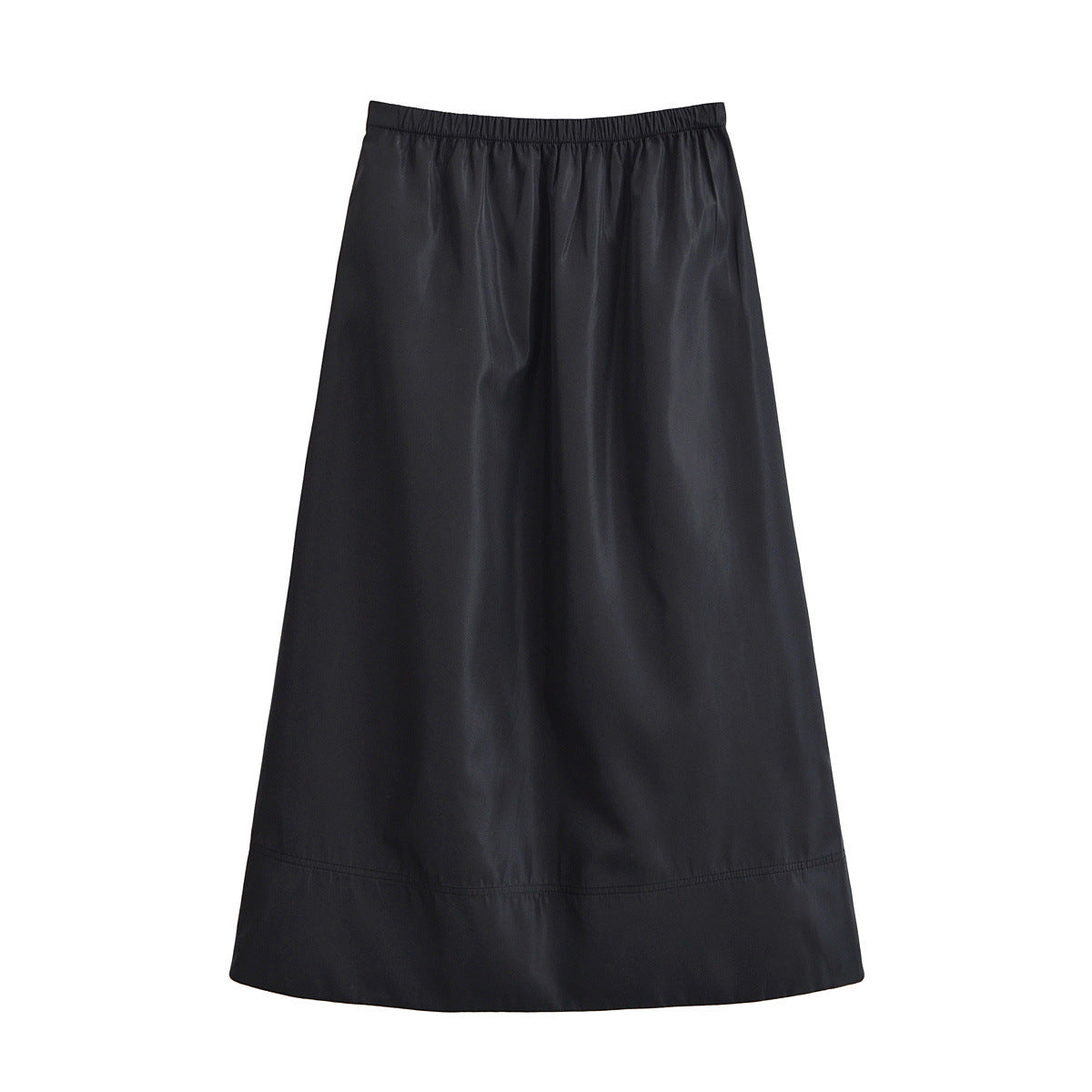 Faye | A Line Midi Skirt Black Elastic Waist