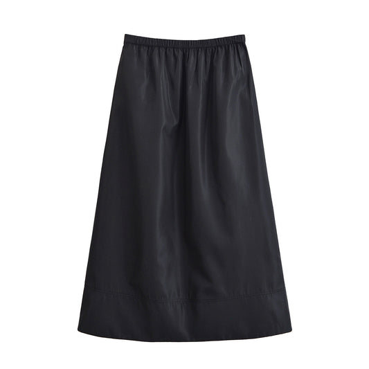 Briar | Elegant Satin Midi Skirt Black A Line