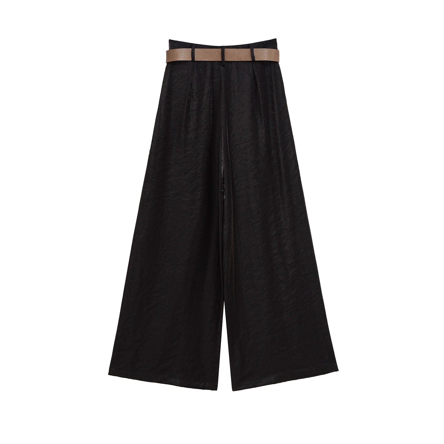 Rory | Wide Leg Trousers Black Pleated Belted