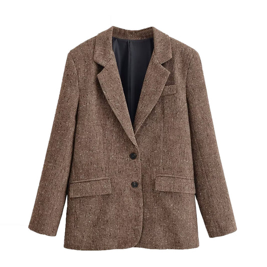 Nori | Autumn Oversized Tweed Blazer Brown