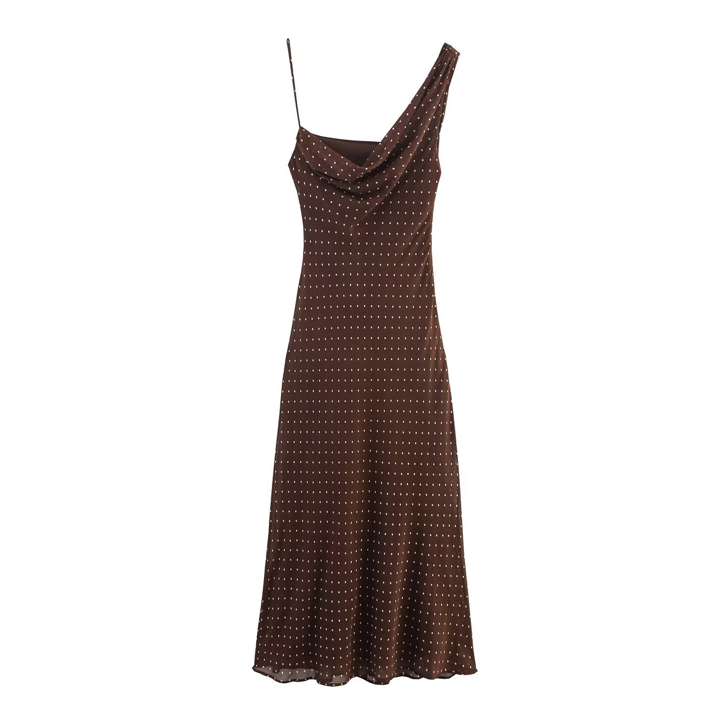 Noa | Elegant Polka Dot Midi Dress Brown