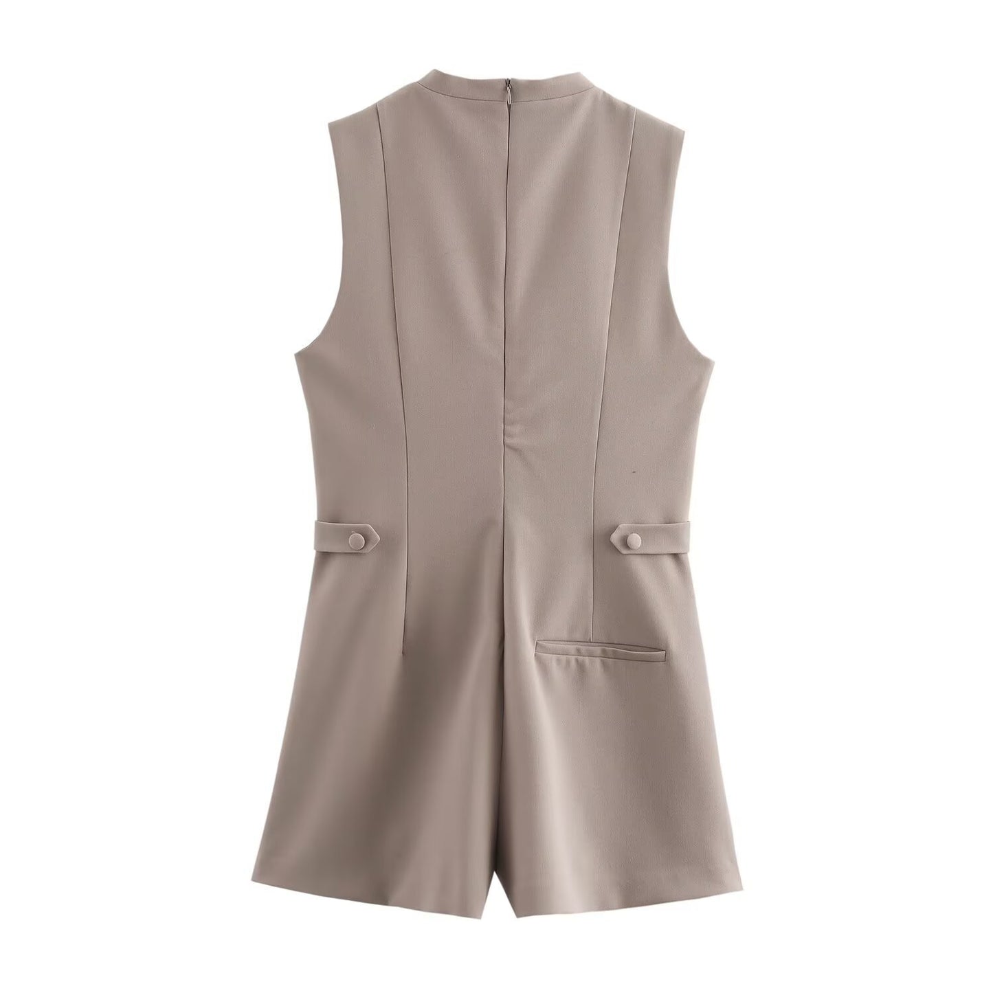 Esme | Smart Casual Sleeveless Playsuit Cream Button
short