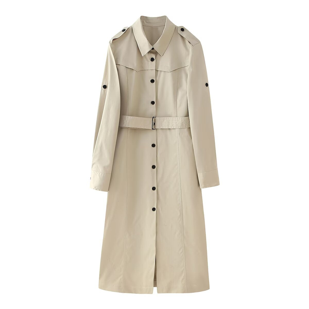Nina | Smart Casual Long Sleeve Belted Trenchcoat Beige