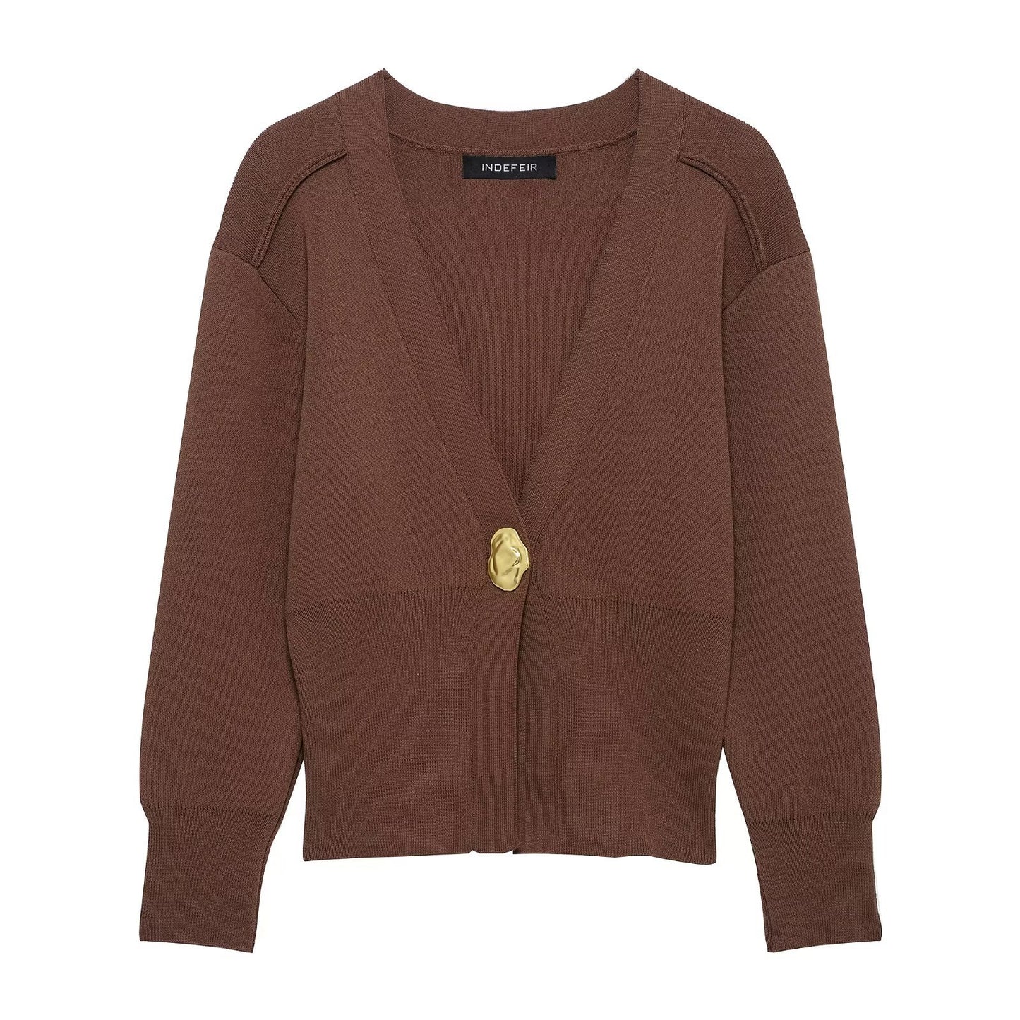 Etta | Elegant Satin Blouse Cream V Neck Long Sleeve Fitted