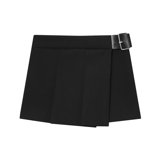 Margot | Pleated Mini Skirt Black High Waisted