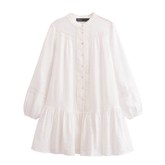 Effie | Casual Long Sleeve Mini Dress White