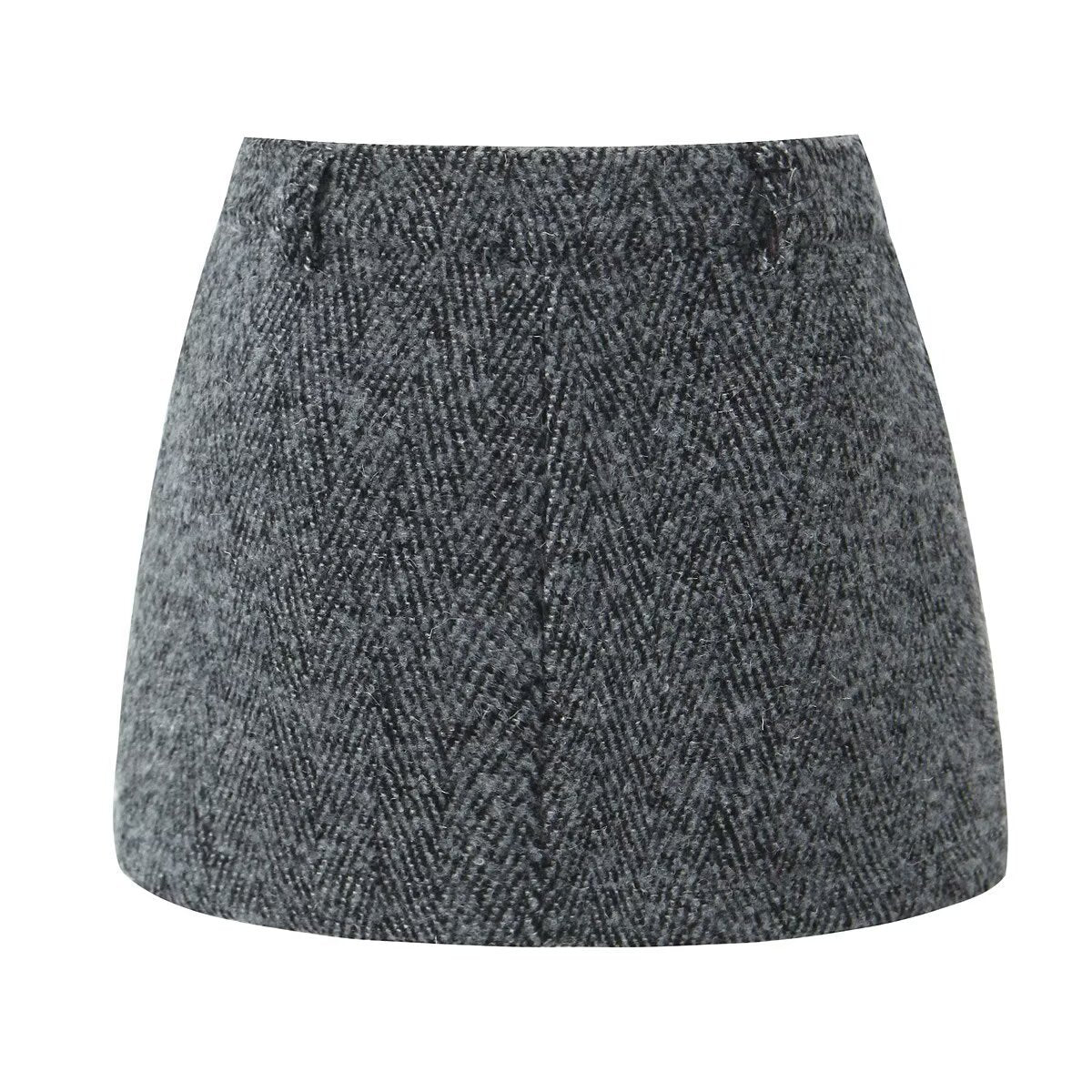 Nell | Autumn Mini Skirt Grey Tweed A Line